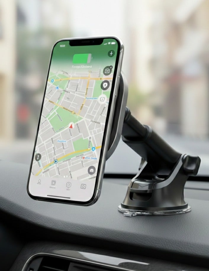 ايڤولت حامل السيارة اللاسلكي المغناطيسي Evolt MCH 200 متوافق مع سلسلة iPhone من 11 إلى 17، متوافق مع لوحة القيادة والزجاج الأمامي مع كابل Type C إلى C واحد - Image 3